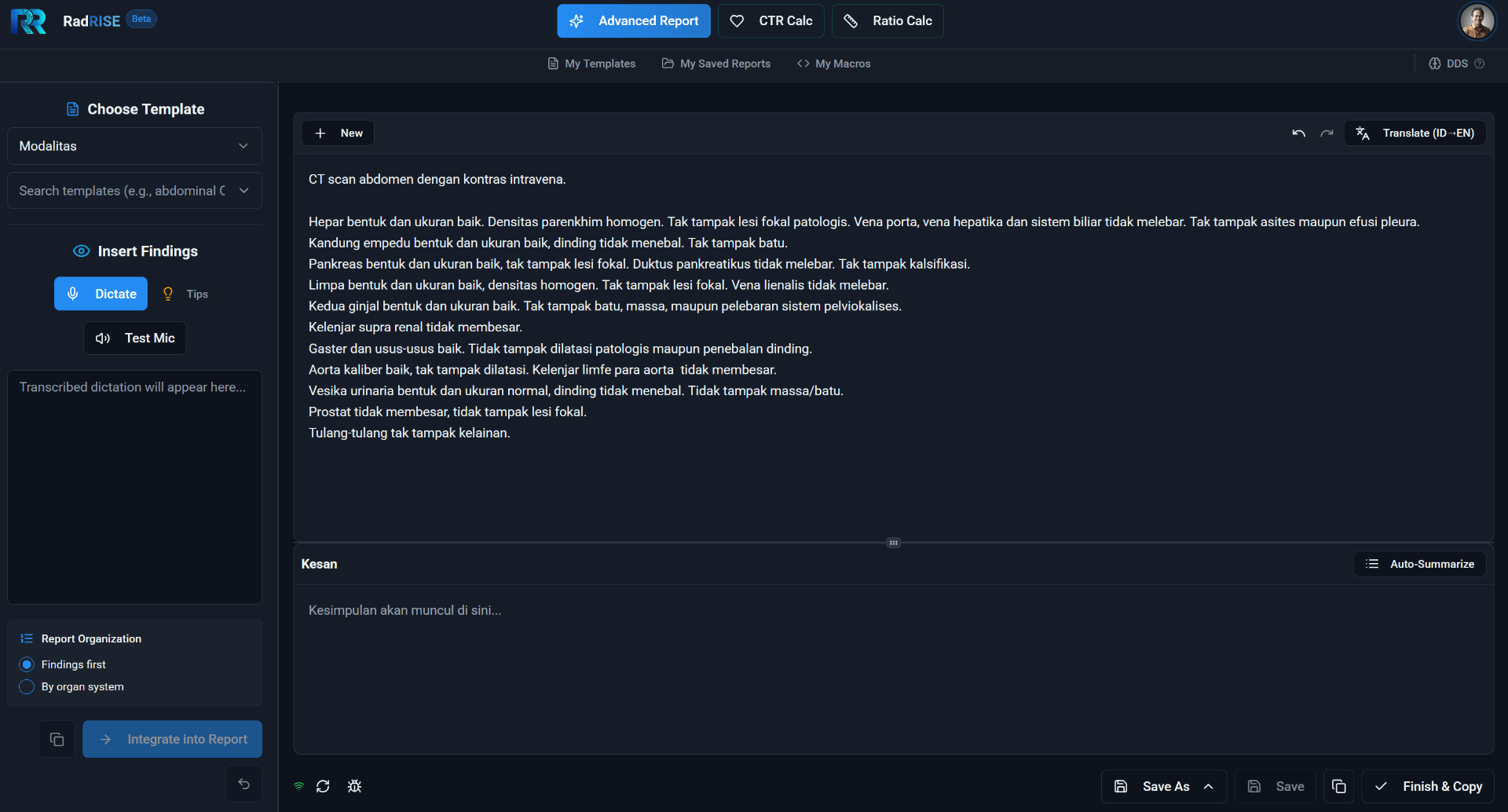 RadRISE App Dashboard